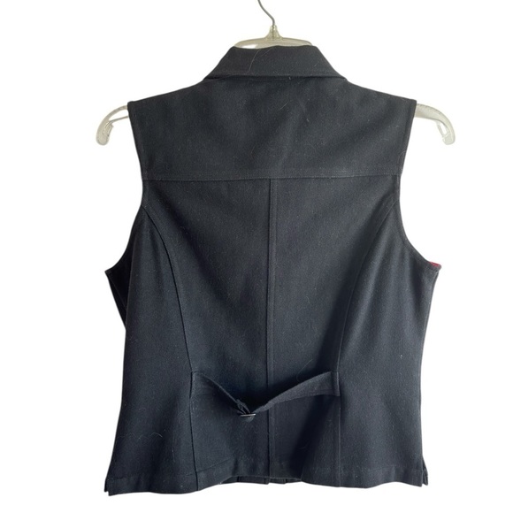 Vintage GAP Wool Blend Black Vest Women’s Size Small Medal Buttons Buckle Back - Picture 3 of 11